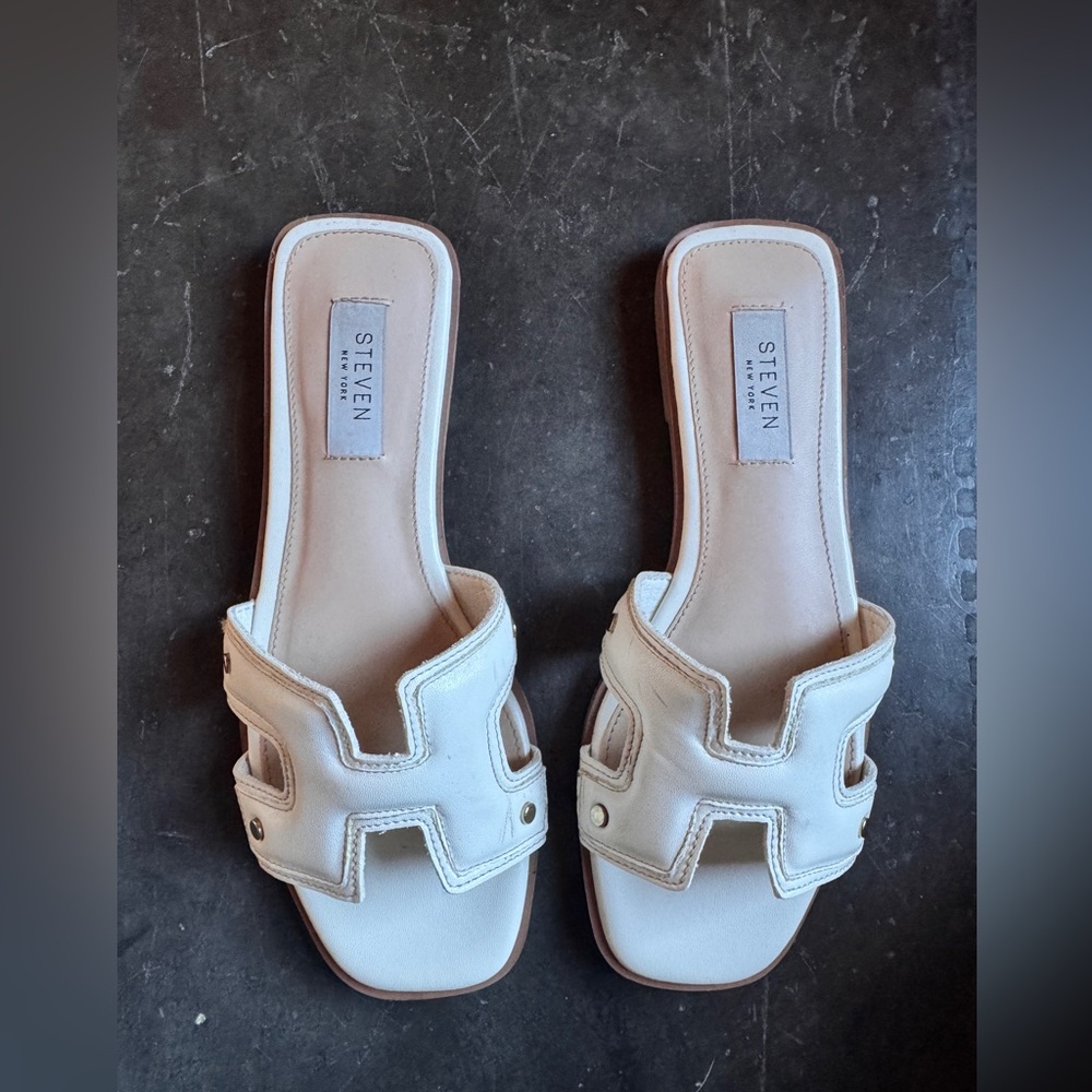 Steven Women's White Slide Sandals